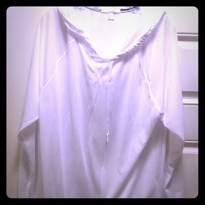 Zella white sheer hooded pullover workout top